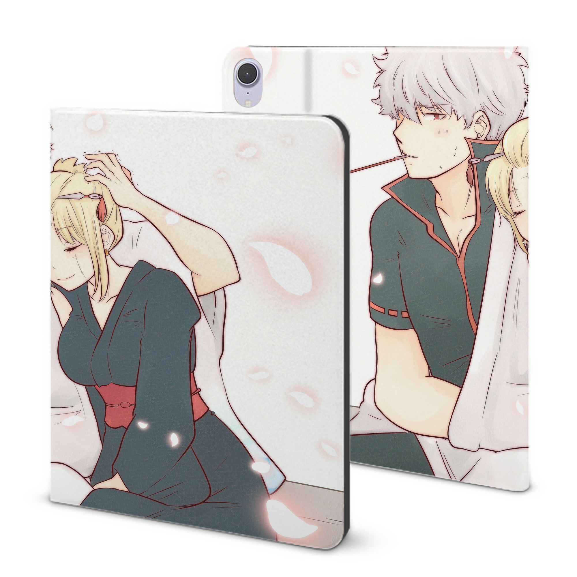 ぎんたま 坂田銀時（さかたぎんとき） 神楽 志村新八（しむら しんぱち） GINTAMA Sakata Gintoki Kagura Shimura Shinpachi IPad ケース ブック型 PUレザー TPU 耐衝撃 軽量 薄型 ペン収納なし 全面保護 IPad 各モデル対応